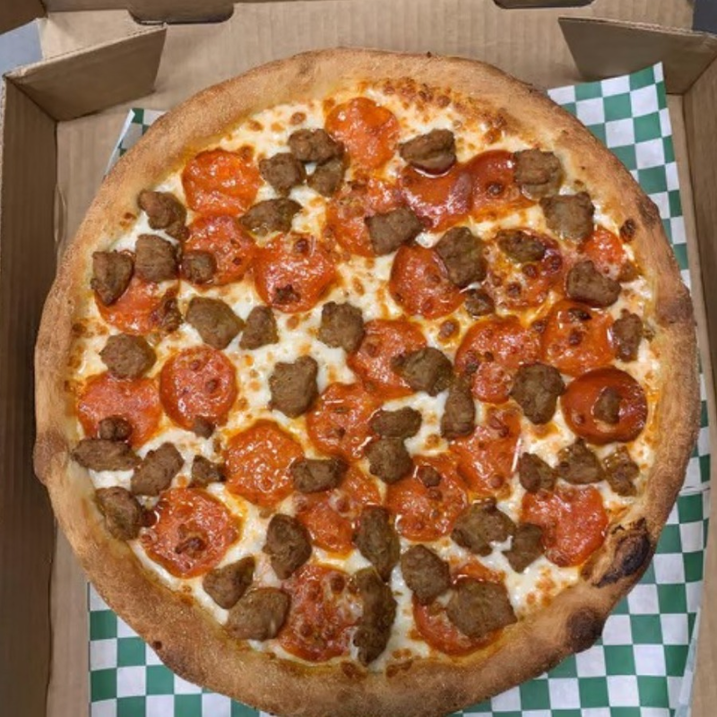Detroit Plant-Based All Meat Pizza.