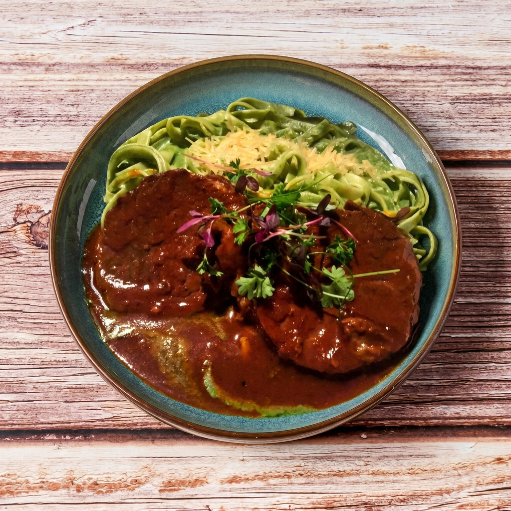 Tallarines Verdes Con Asado.