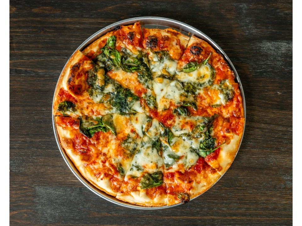 Fresh spinach Pizza.