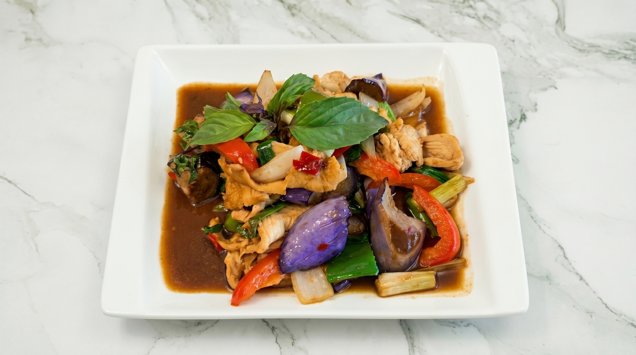 ST6 Stir-Fried Eggplant.