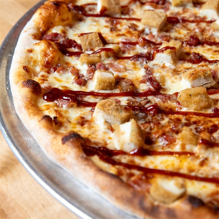 14" JJ Special Chicken BBQ Pizza.
