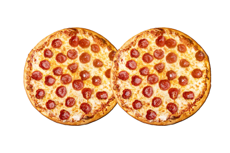 2 Large One Topping Pizzas.