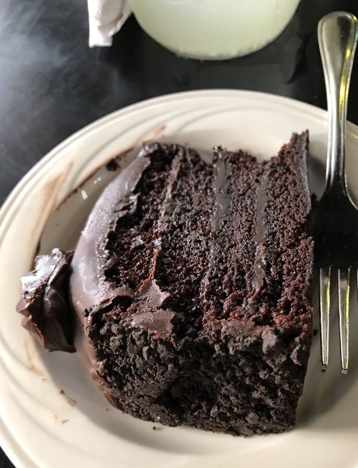 Slice Four Layer Chocolate Fudge.