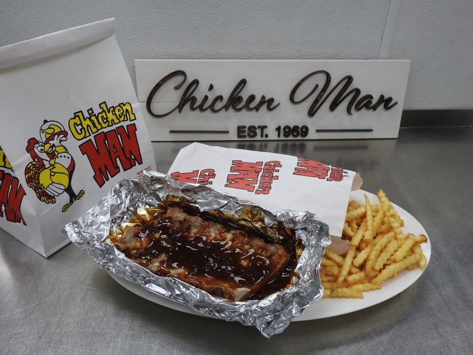 10-12 Pcs. BBQ Pork Ribs & Fries.