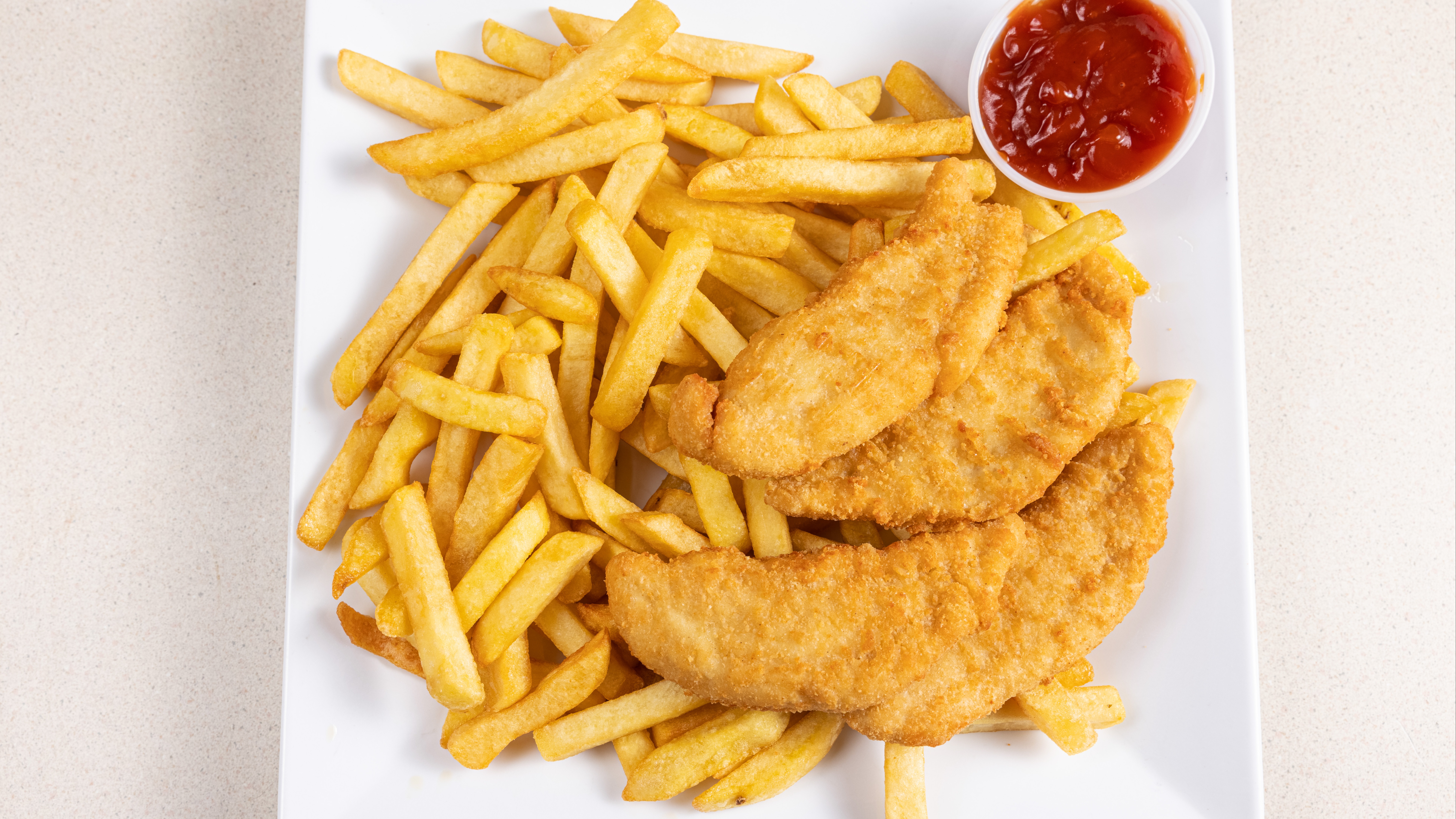 Chicken Fingers with French Fries.