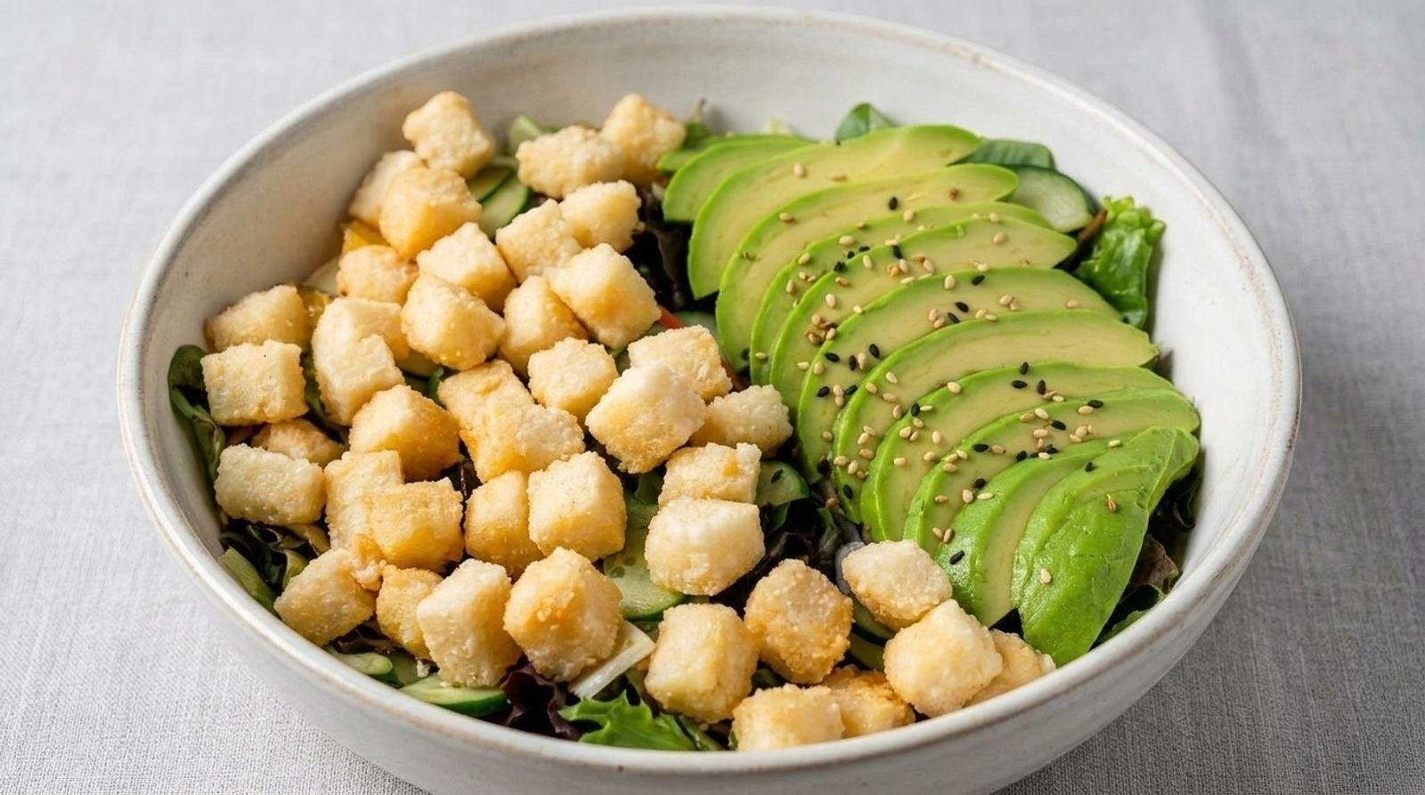 Crispy Tofu & Avocado Salad.