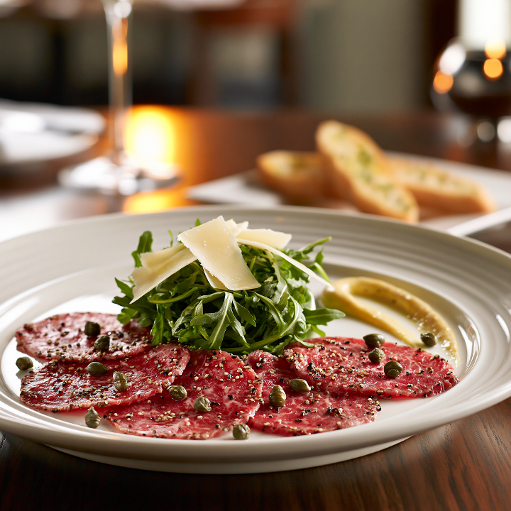 Pepper-Crusted Beef Carpaccio.