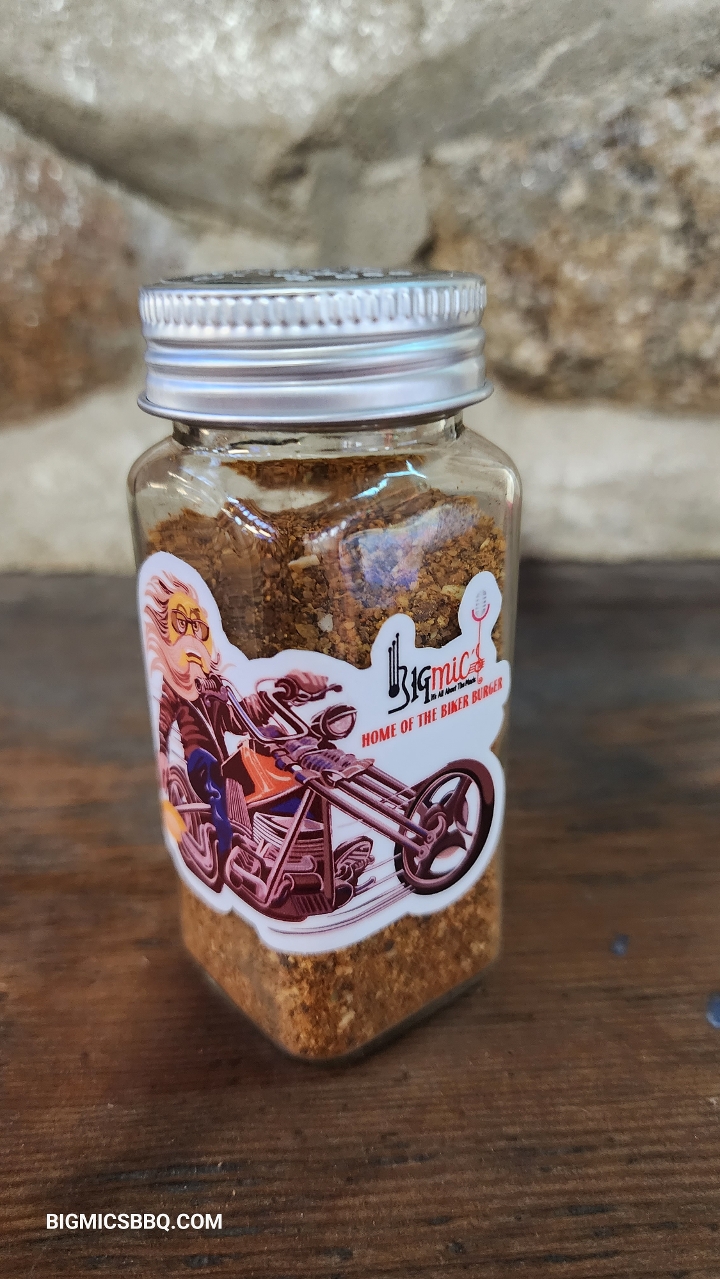 BIG MIC'S SEASONING SMALL  BOTTLE  IN RACK.