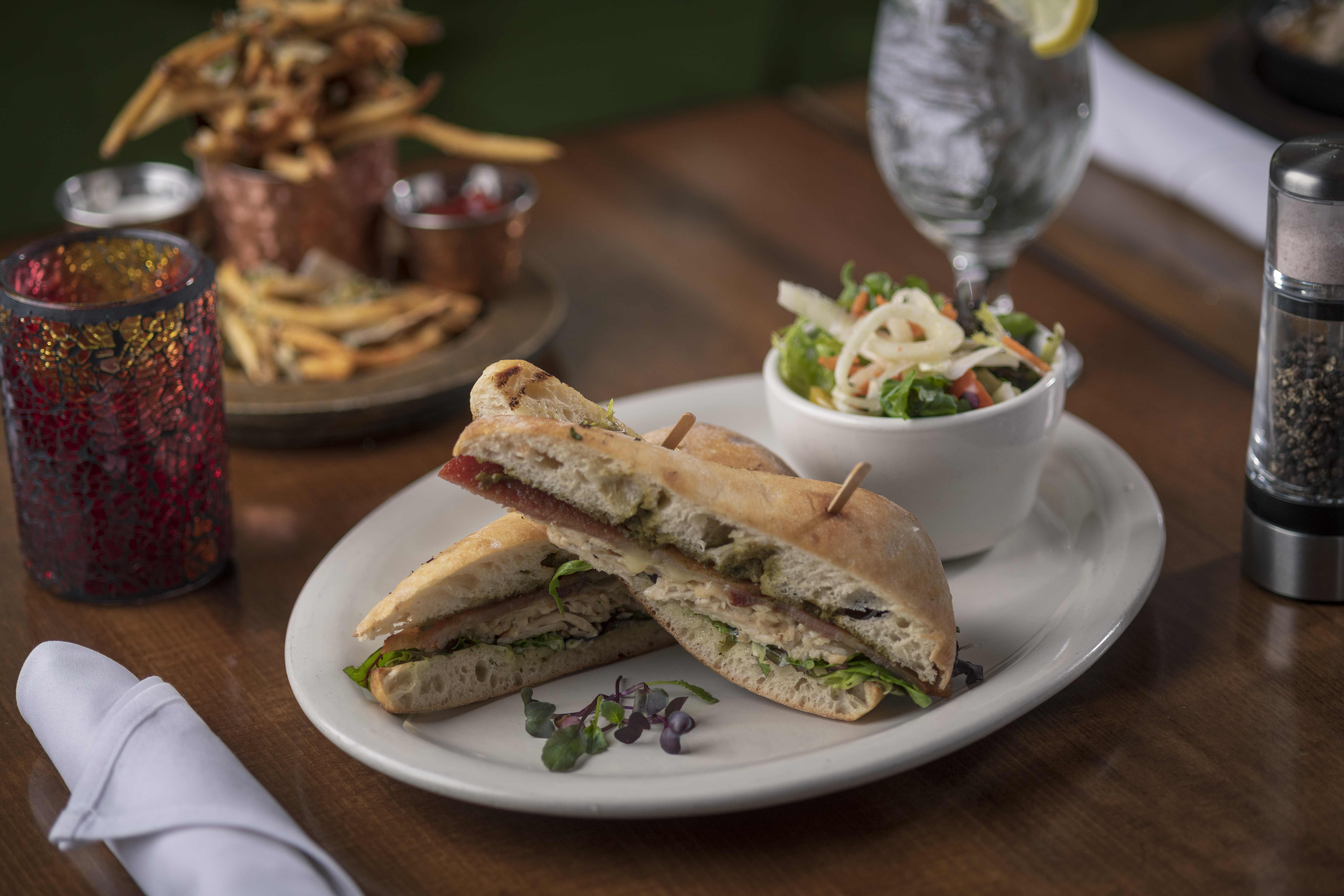 Turkey Bacon Pesto Melt Sandwich.
