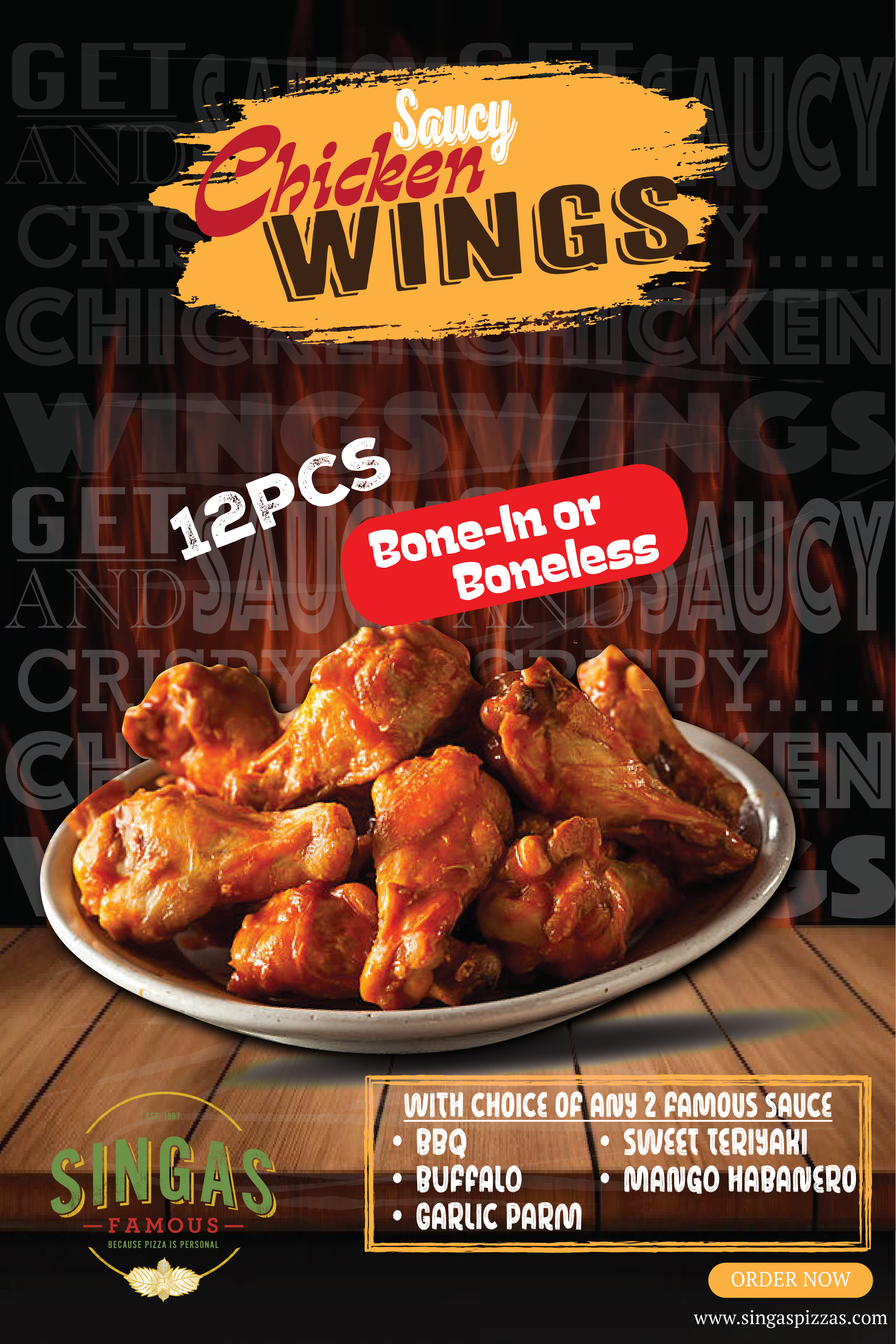 12 Chicken Wings.