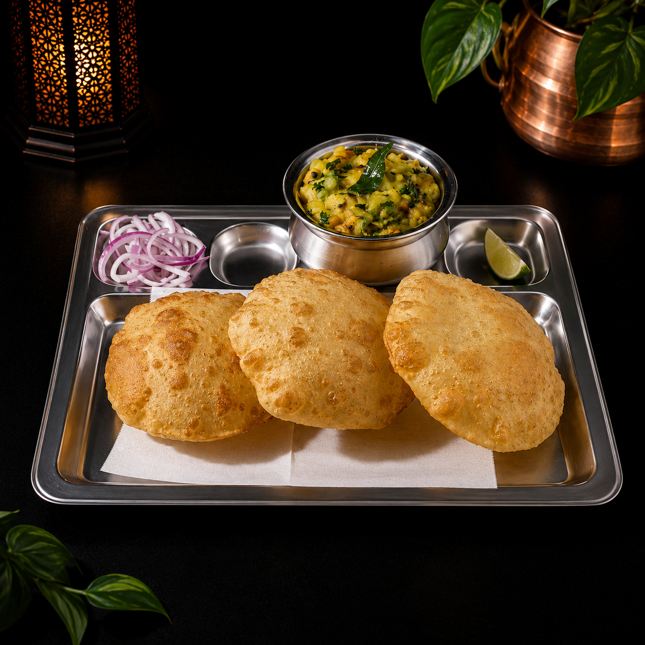 Poori (3 pcs) W/ Potato Masala.