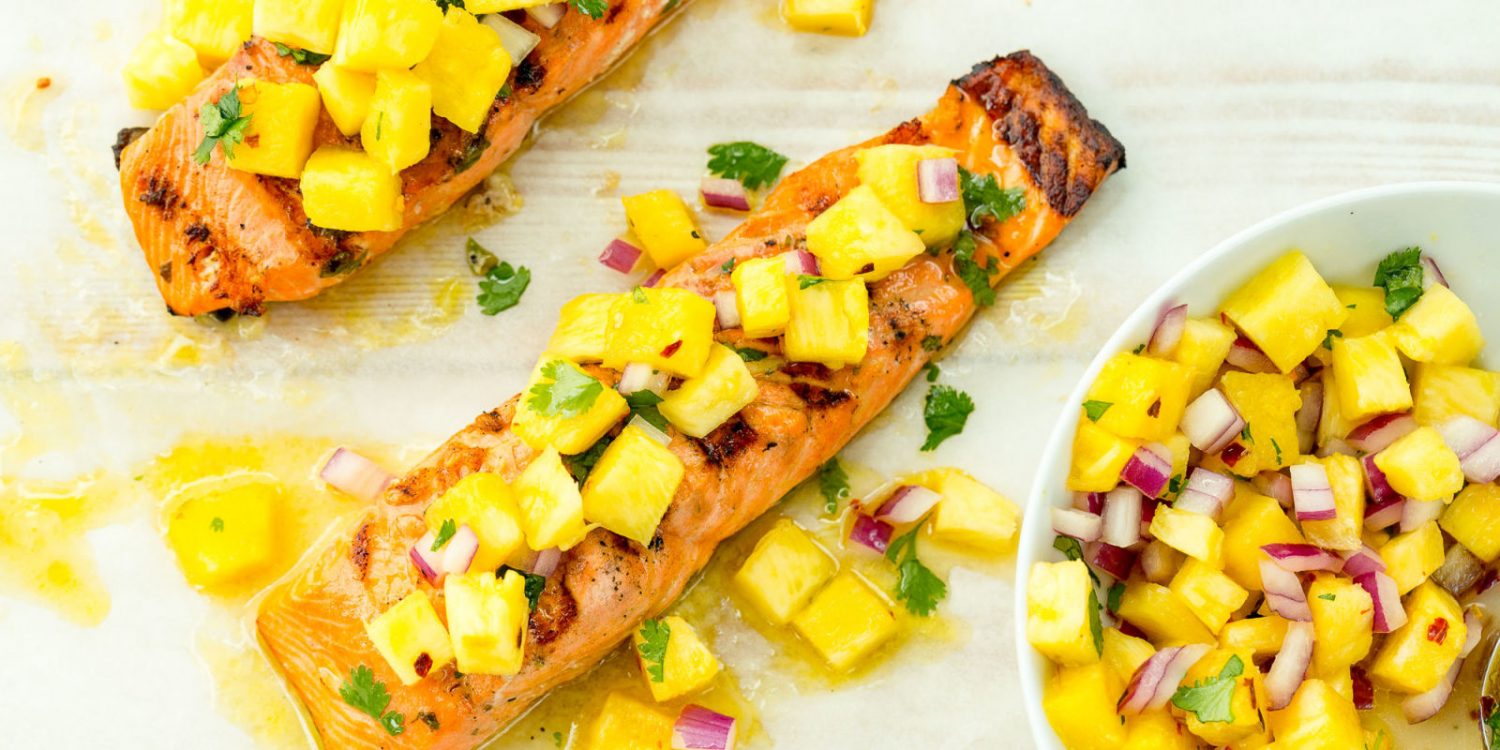 Pineapple Coco Salmon (Mash+veggies).