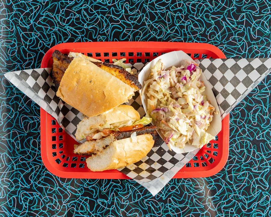 Fried catfish po boy.