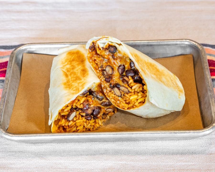 Rice Bean & Cheese Burrito.