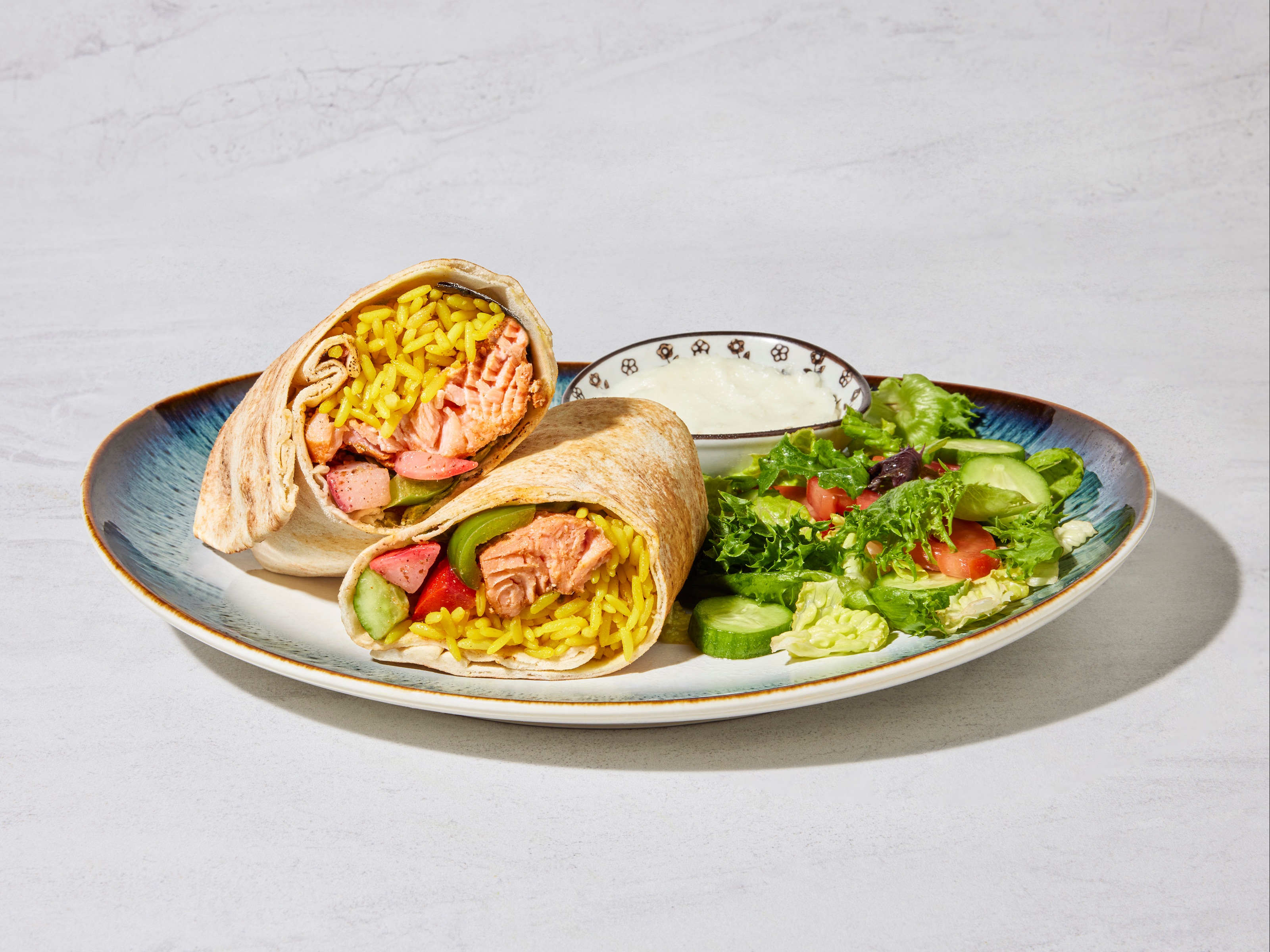 Salmon Kabob Wrap.