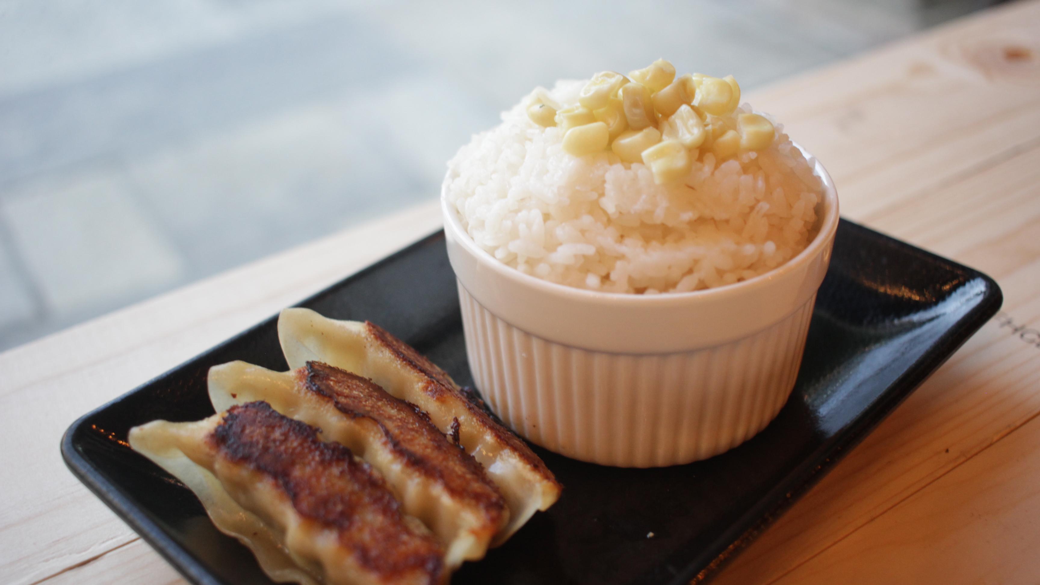 Kids Gyoza and Rice.
