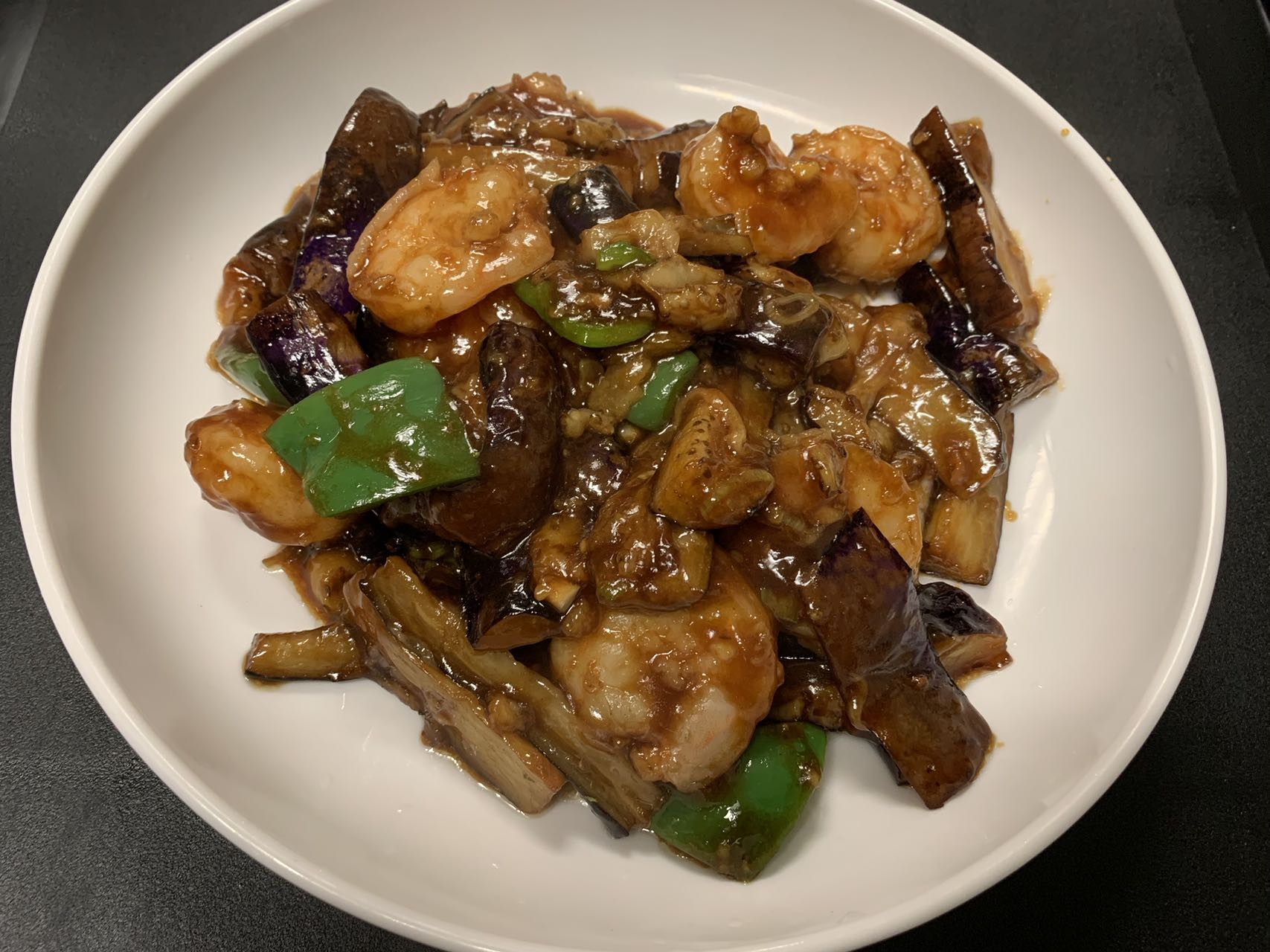 52 茄子虾/Shrimp With Eggplant in Garlic Sauce🌶️.