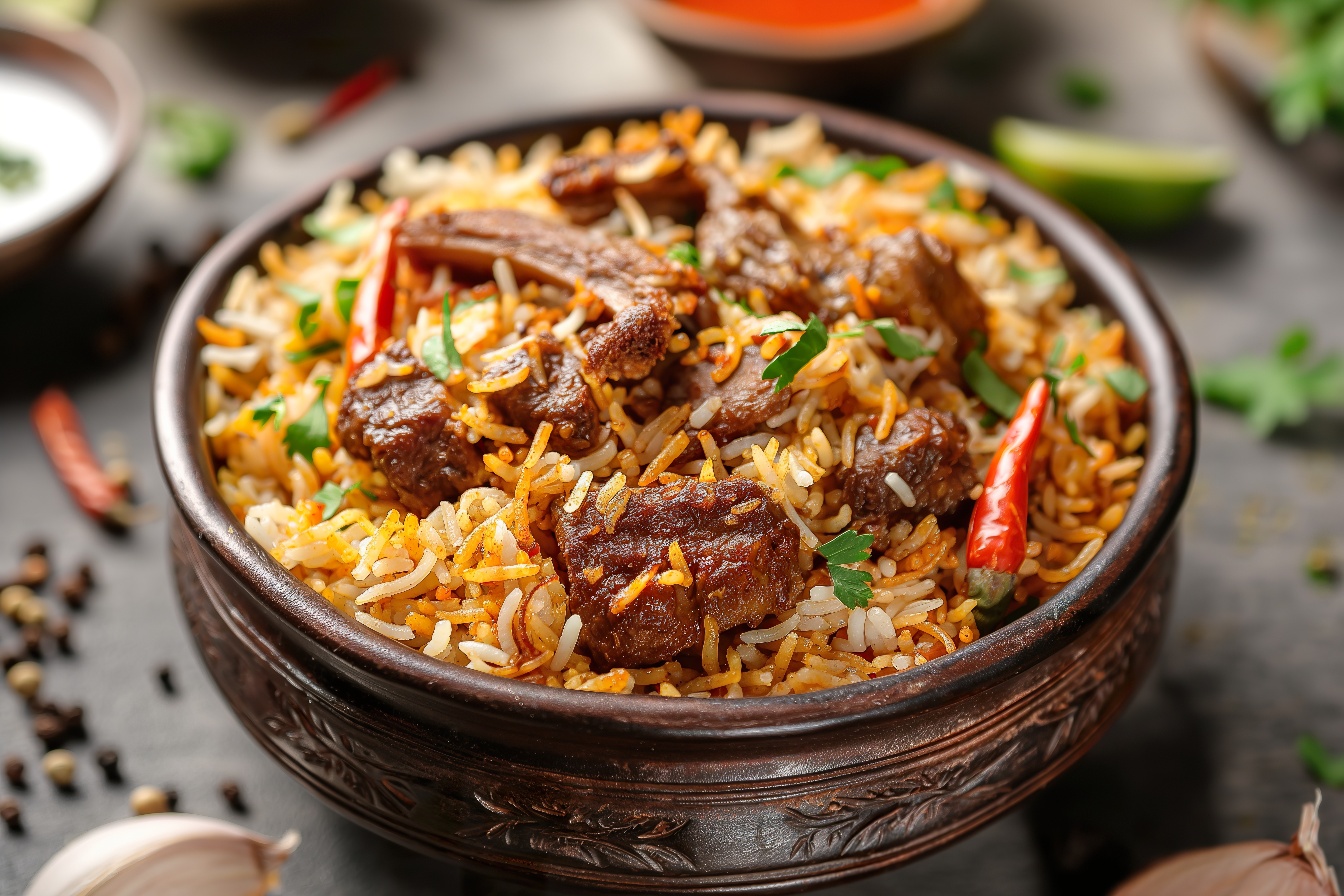 The Dum Biryani With Raita.