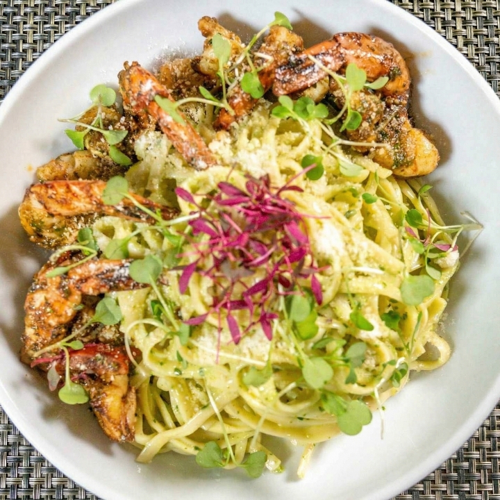 Shrimp Pesto Pasta.