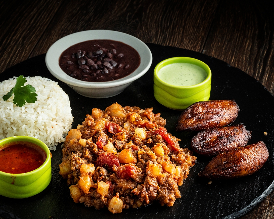 BEEF PICADILLO PLATE.