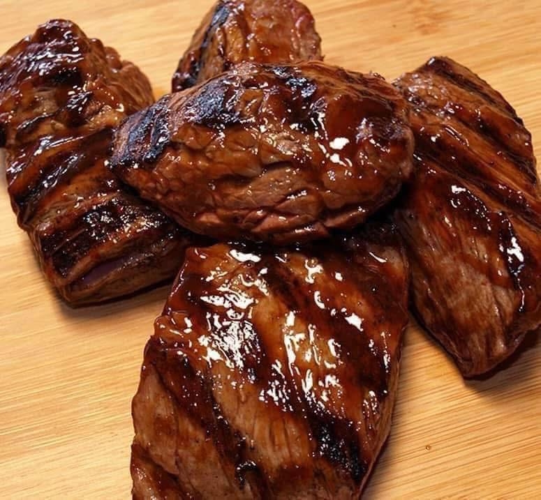 Zepps Honey Bourbon Thunder Steak Tips.