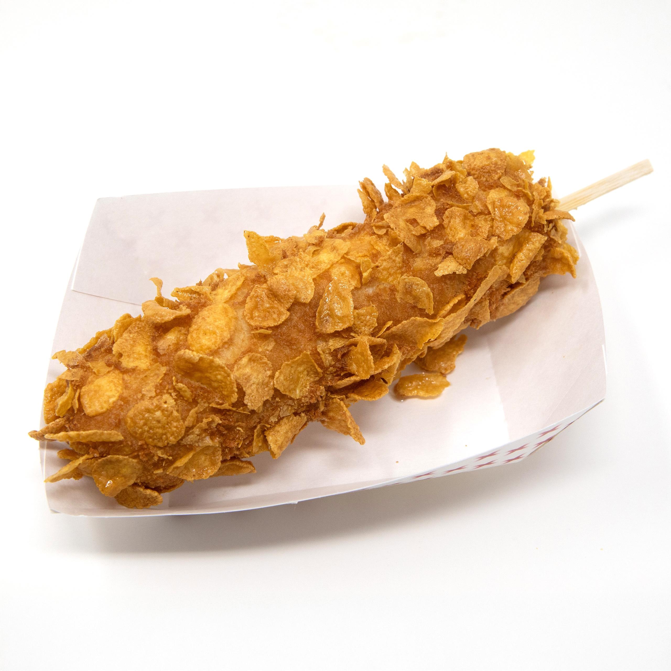 Corn Flakes Half & Half Hot Dog.