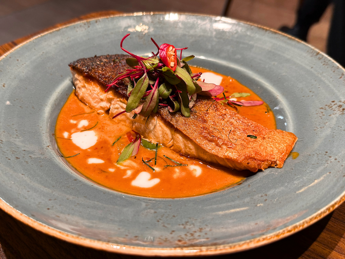 Grilled Salmon with Panang Curry.
