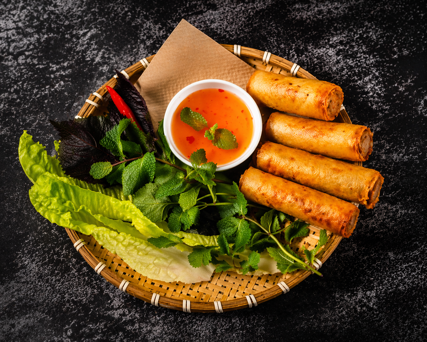4 Cha Gio - 4 Shrimp Pork Egg Rolls.
