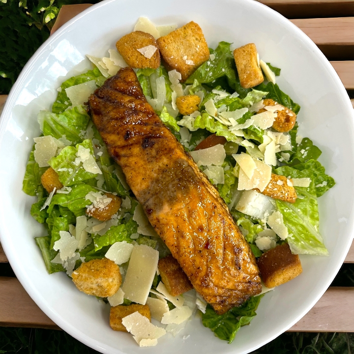 Honey Garlic Salmon Caesar Salad.