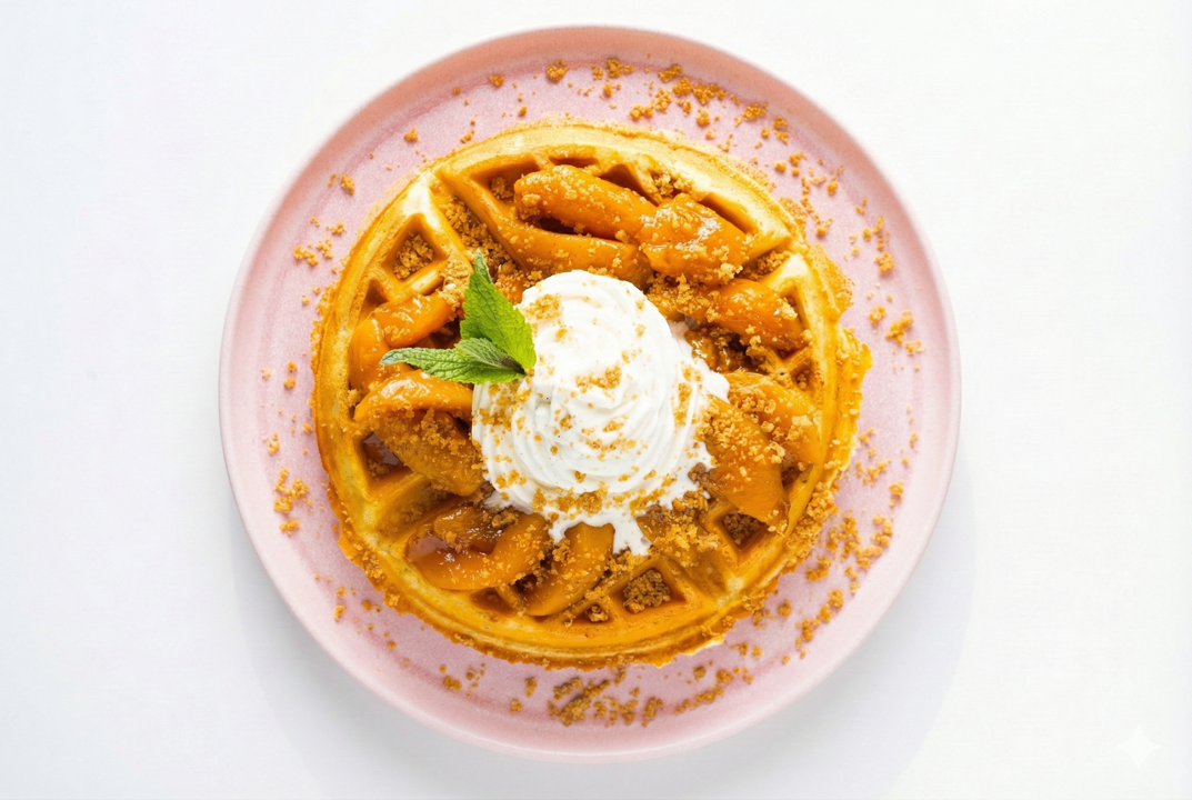 Peach Cobbler Waffle.