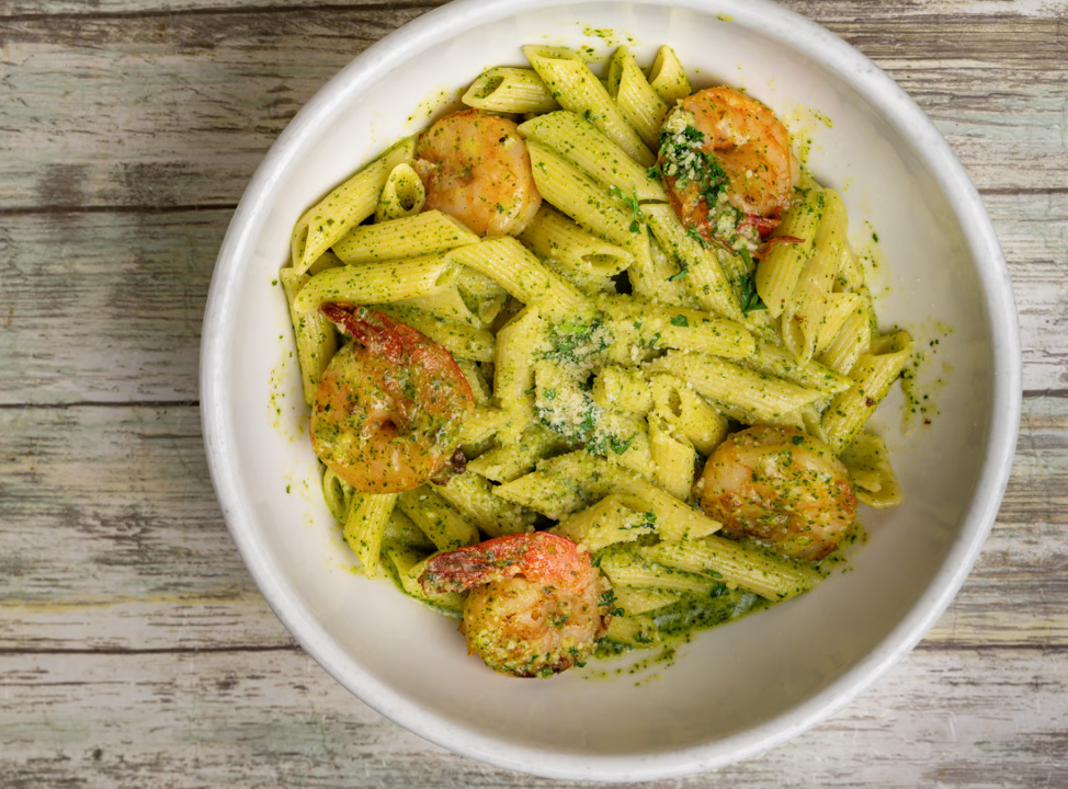Shrimp and Pesto.