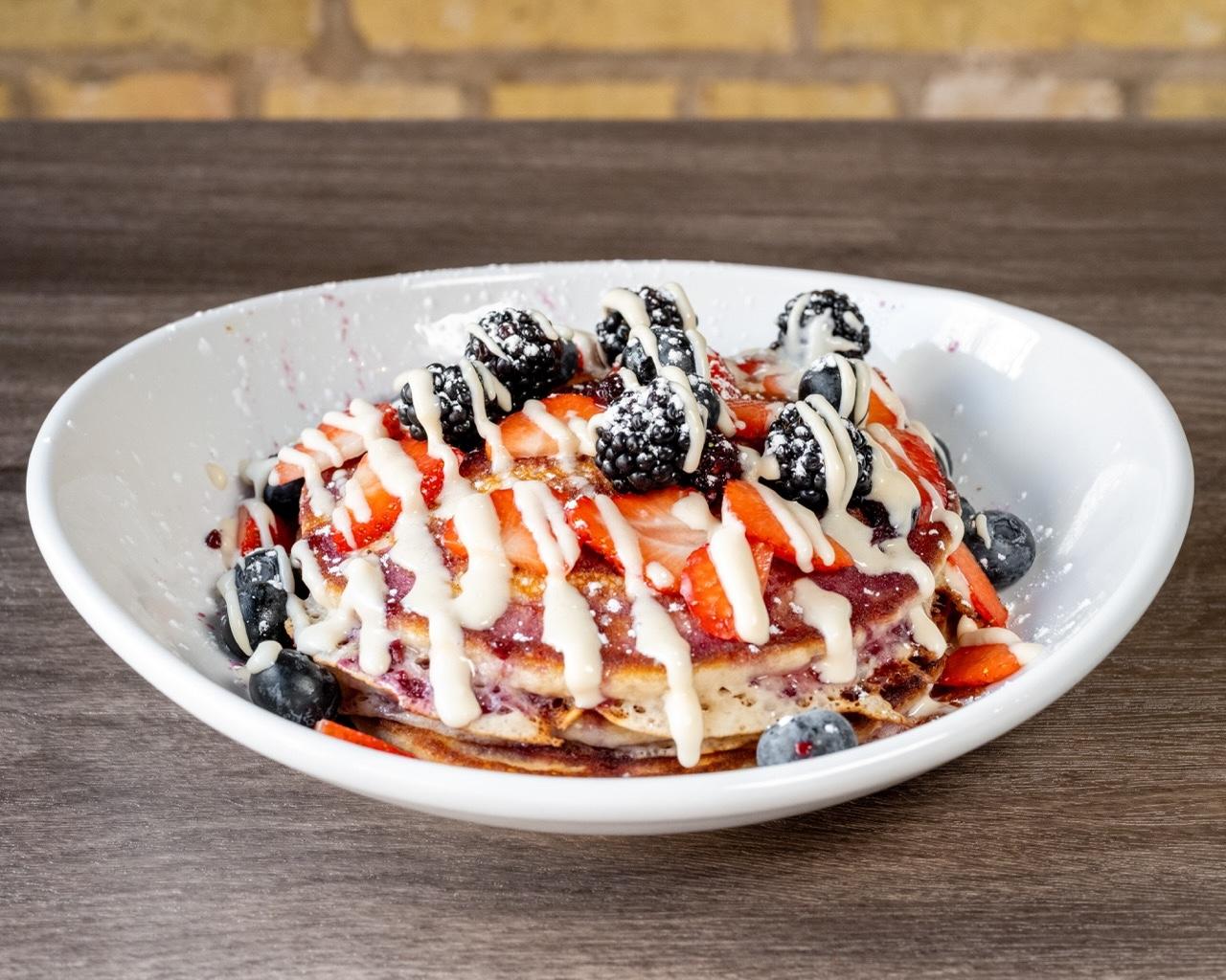 Triple Berry Pancakes.