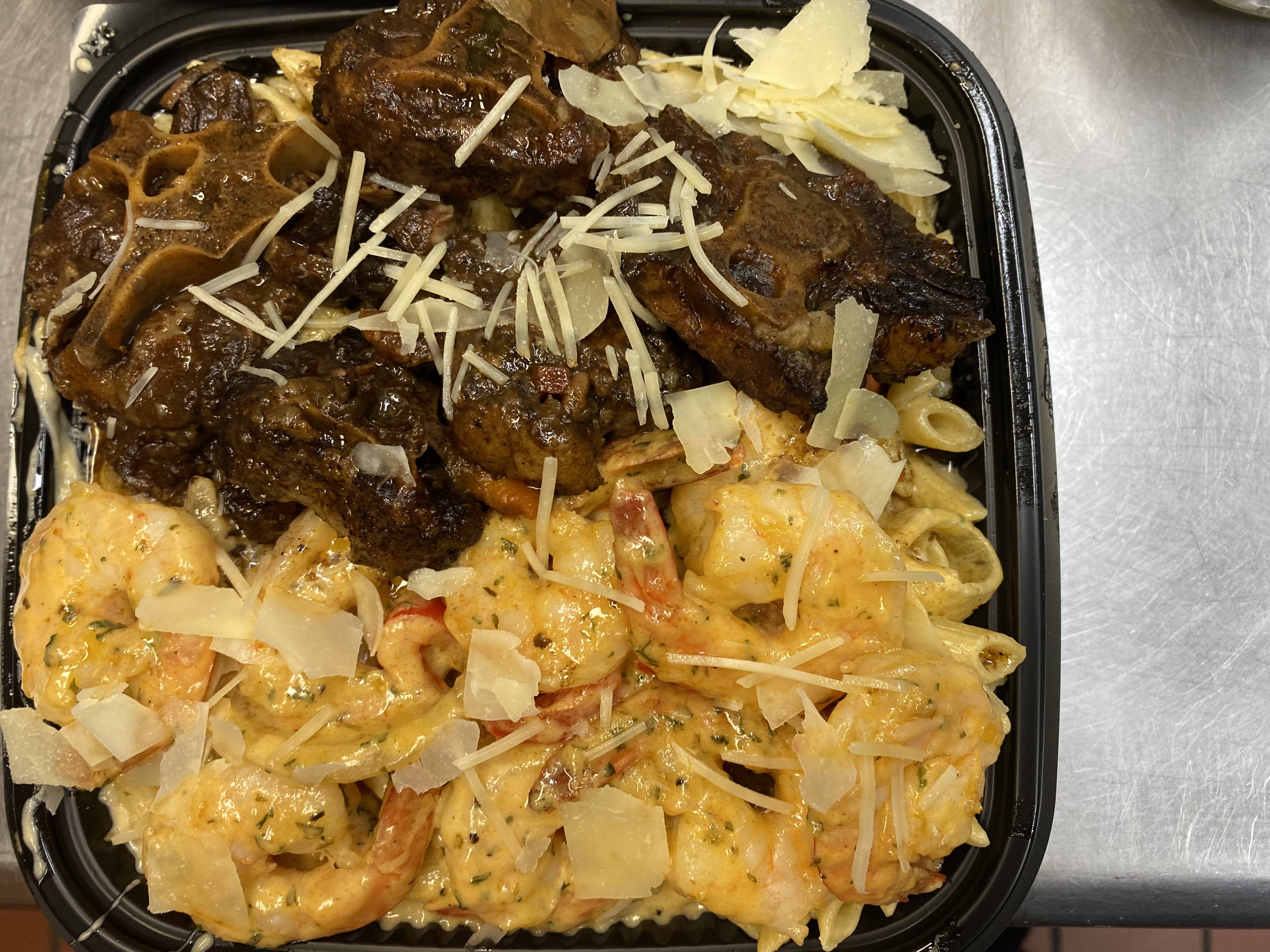 Oxtail & Shrimp Rasta Pasta.