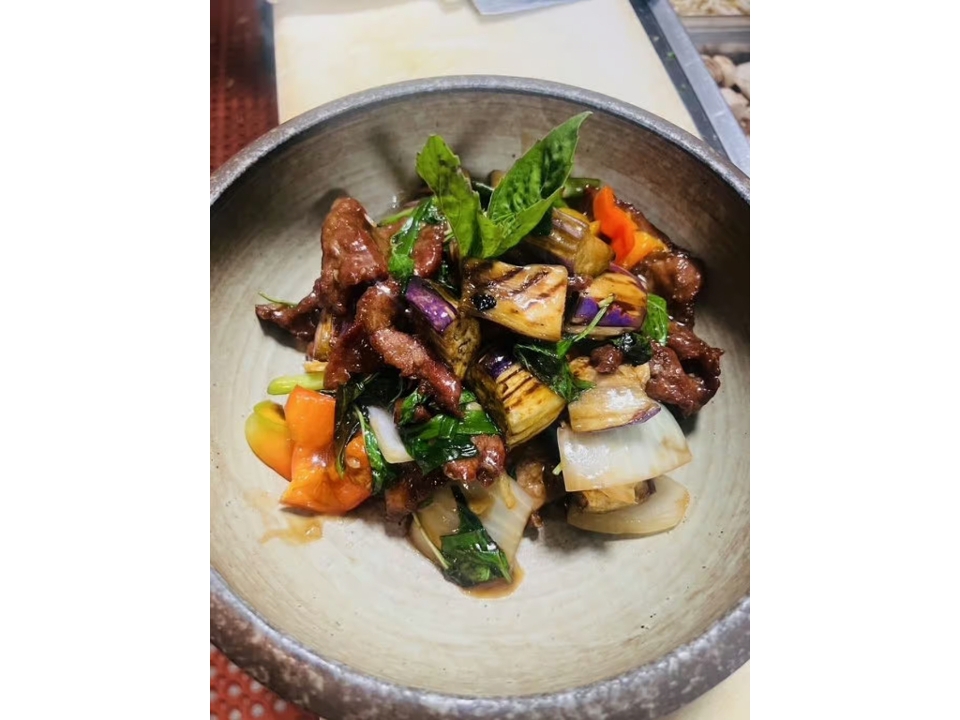 Lunch Bangkok Basil Beef.