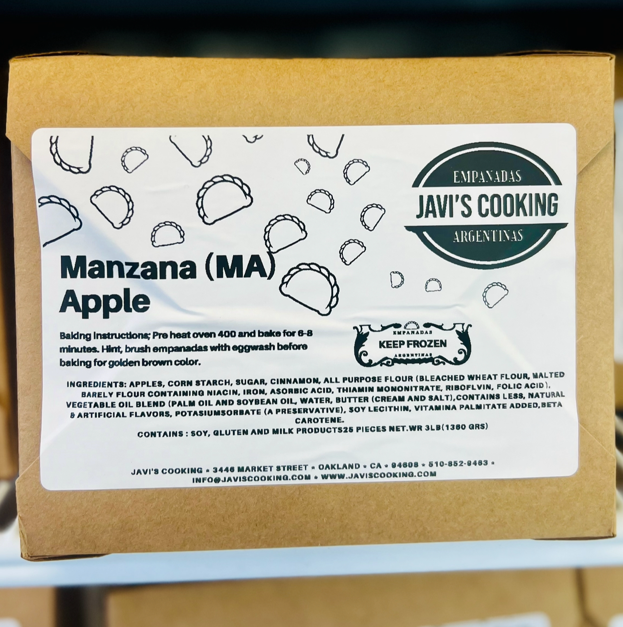 MANZANA-MA (6pack) frozen small empanadas.