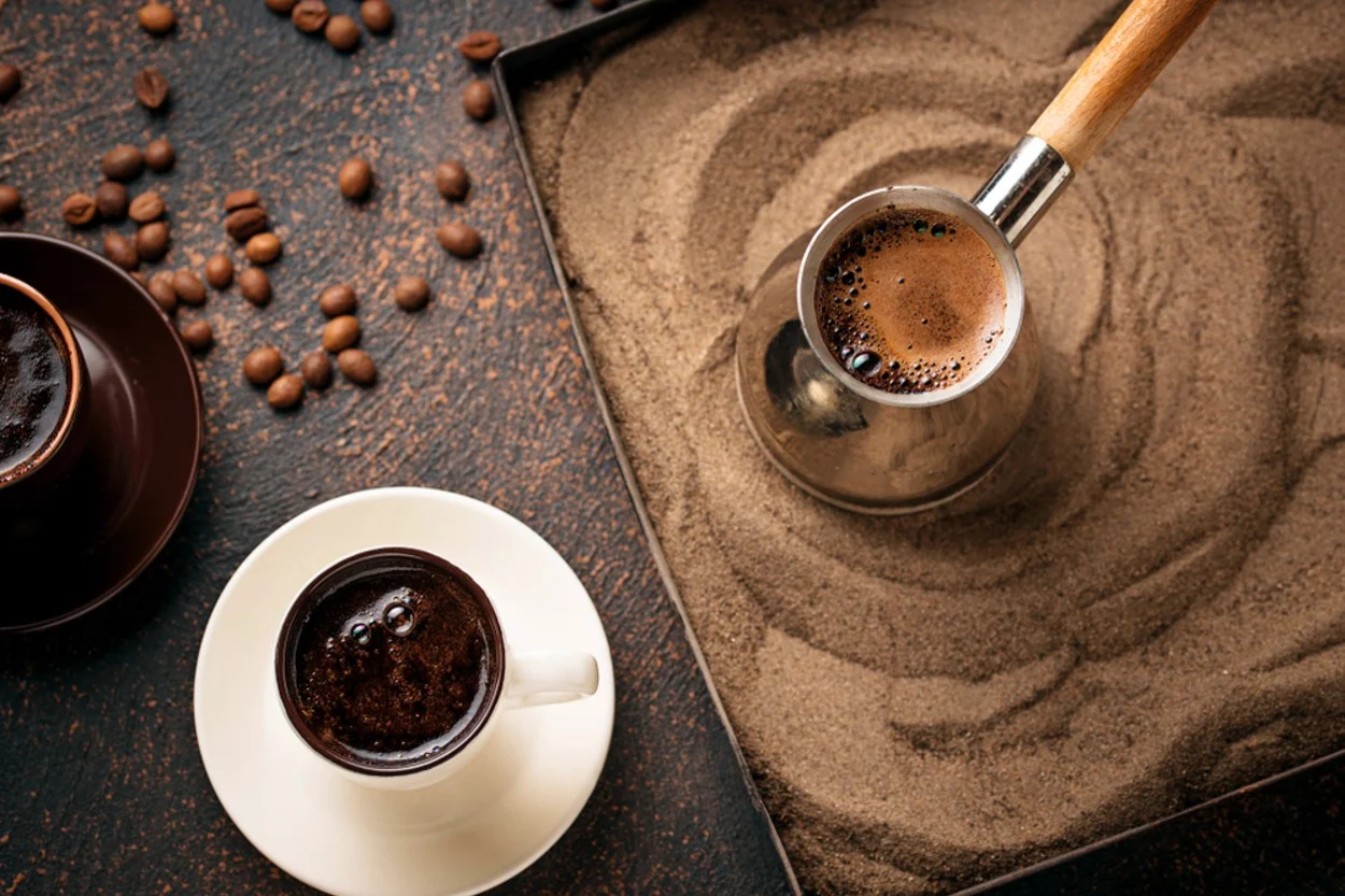 Turkish Coffee Cooked on Sand.