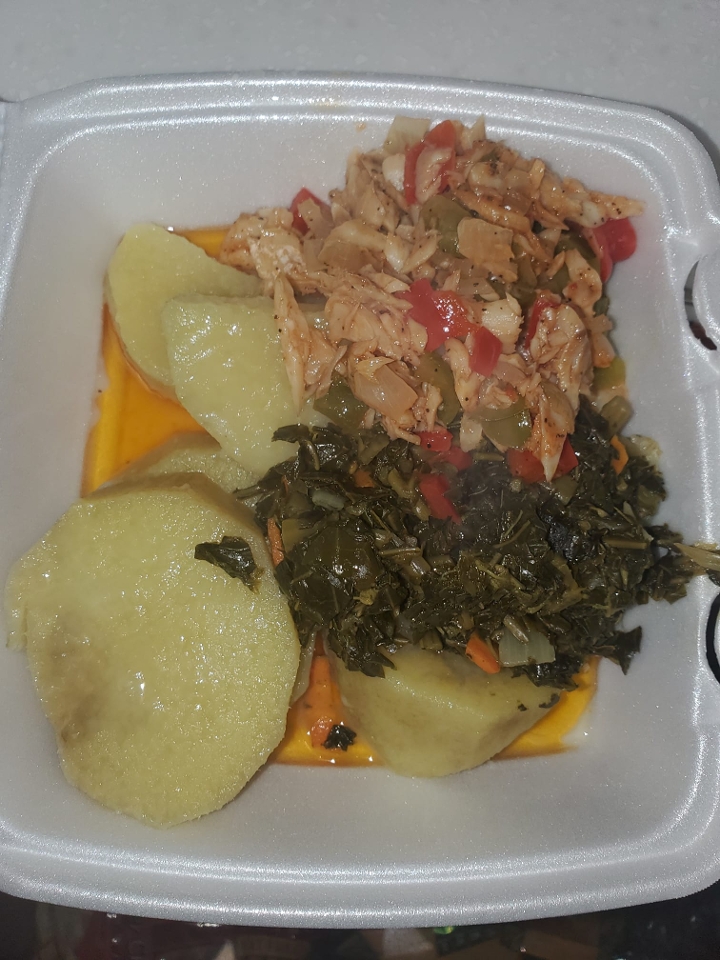 Callaloo/Colored Greens & Saltfish Only Breakfast.