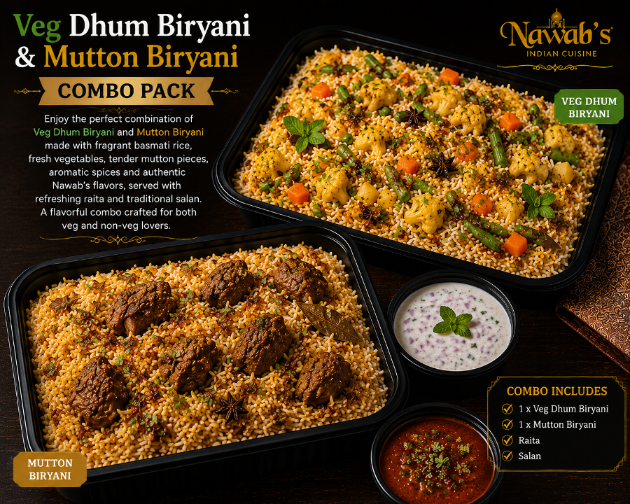 1 x Veg Dhum & 1 x Mutton Fry-Piece Biryani.