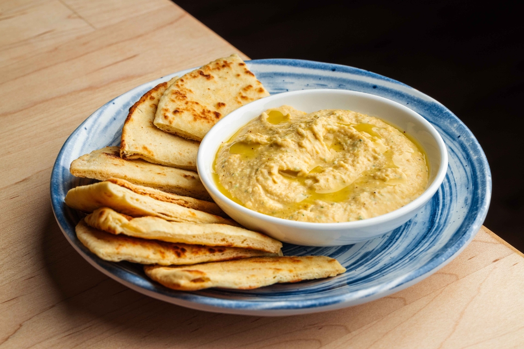 Scallion-Hummus & Pita.