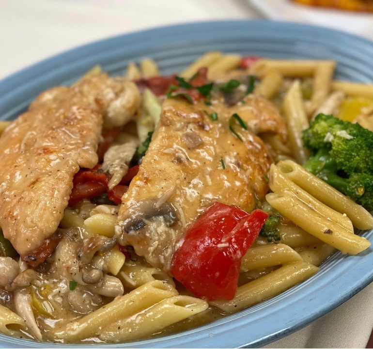 Chicken Capricciosa With Ziti.