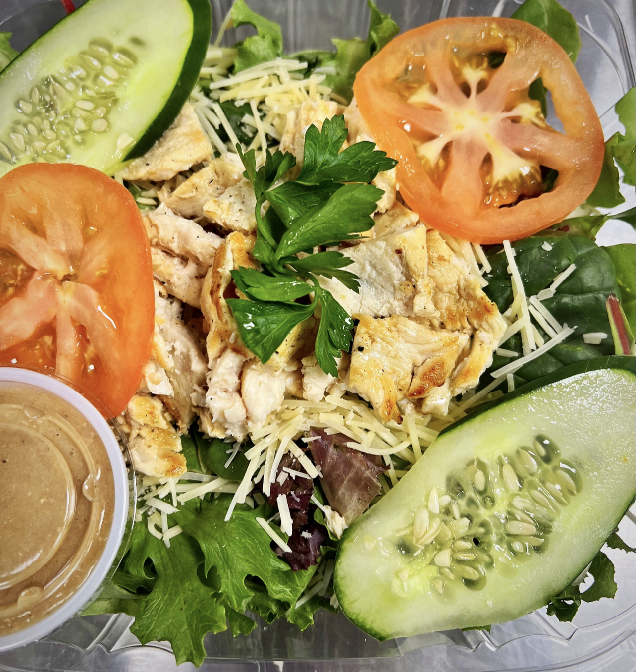 GRILLED CHICKEN SALAD.
