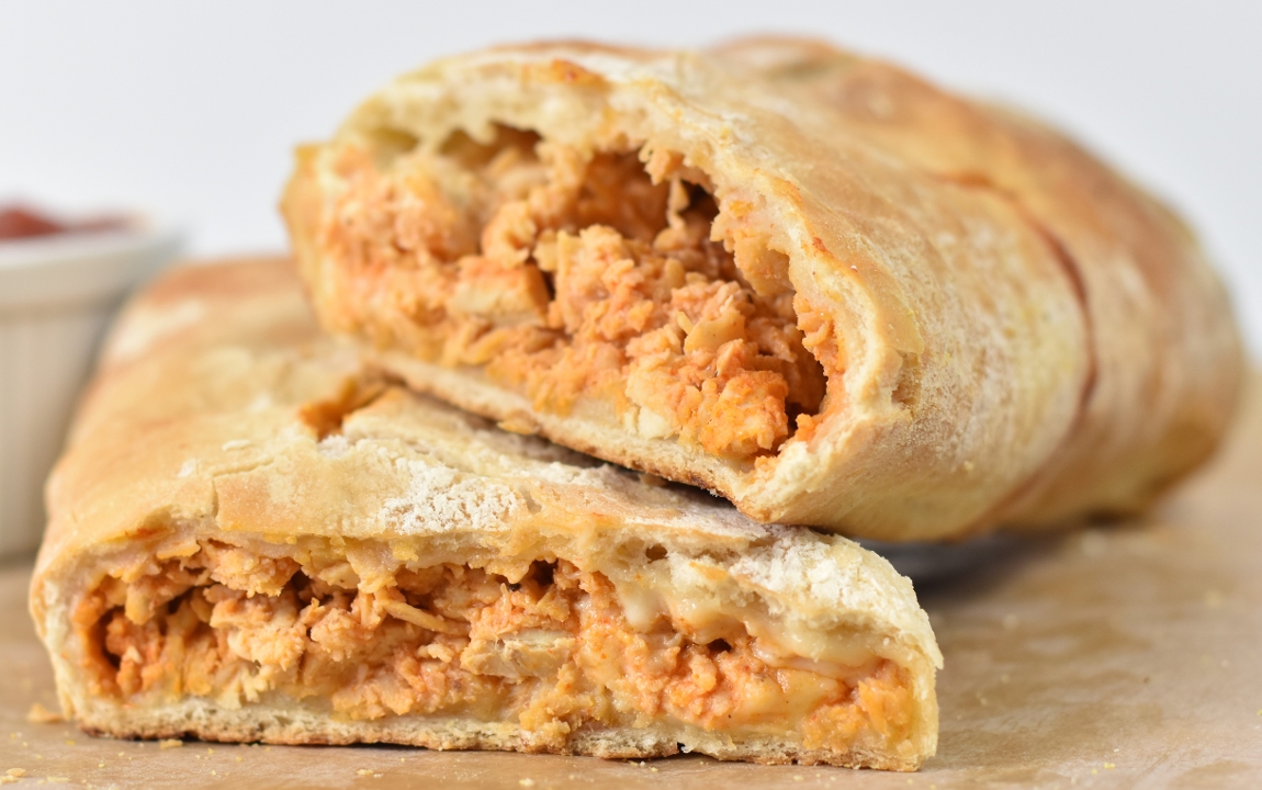 Buffalo Chicken Cheese Steak Stromboli - Bake at Home.