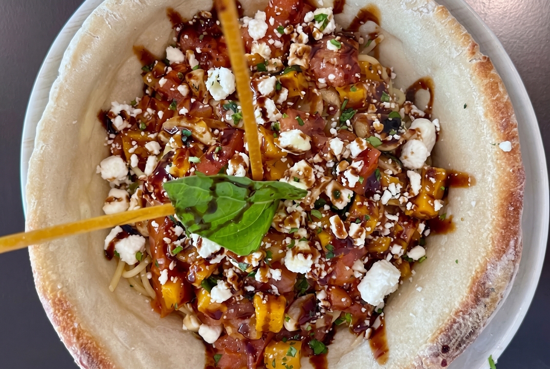 Baked Squash with Angel Hair.