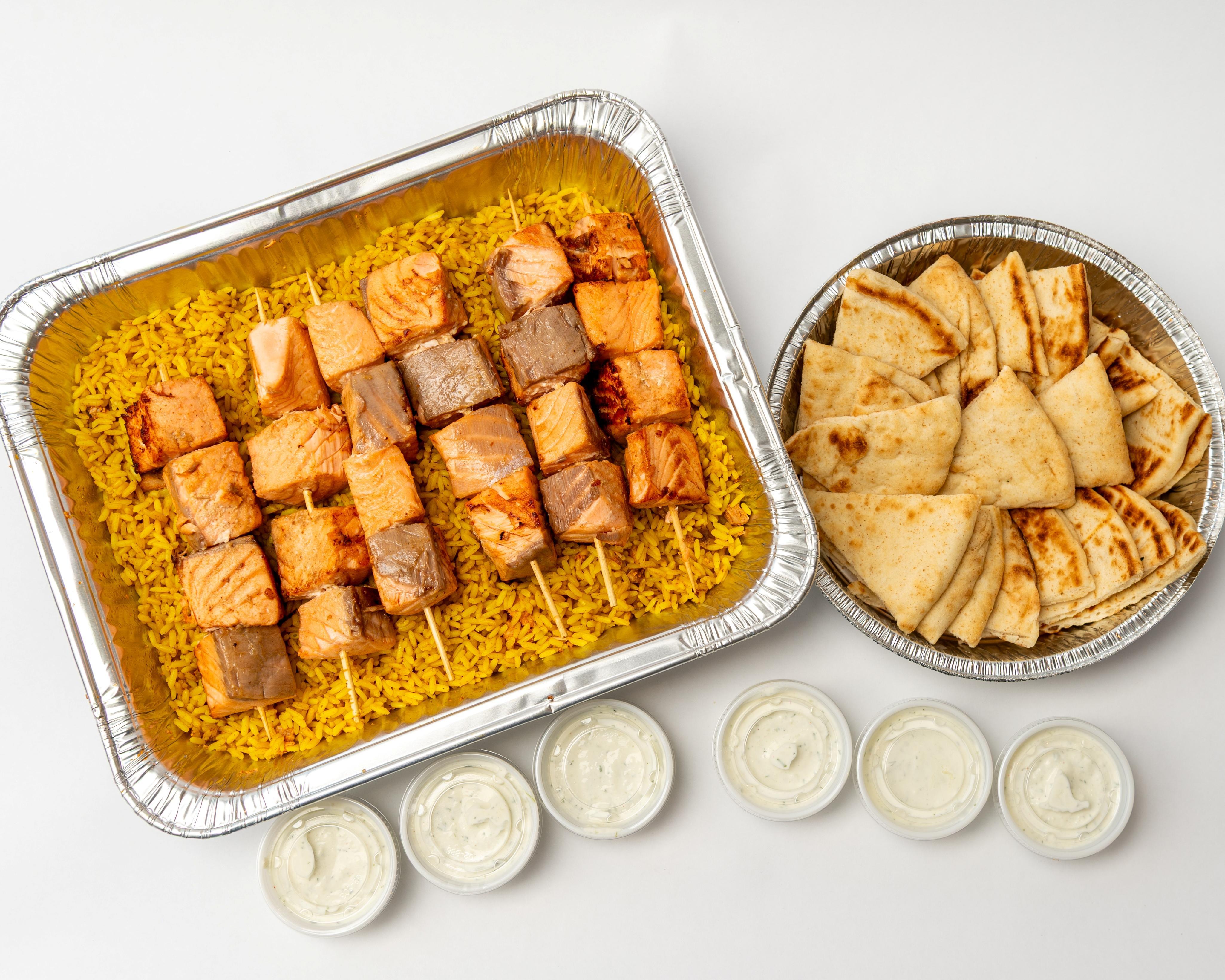 Salmon Souvlaki for 6 (Catering).