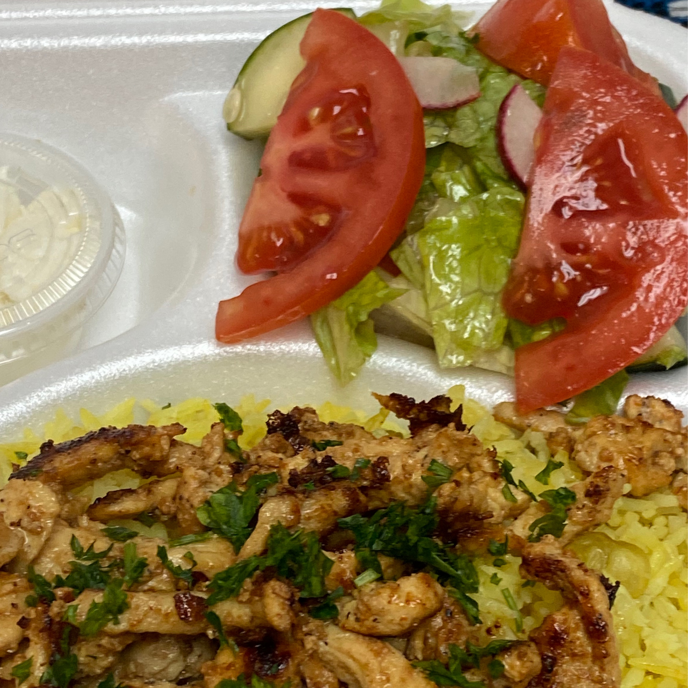 Shawarma Chicken with Jollof Rice or Salad.