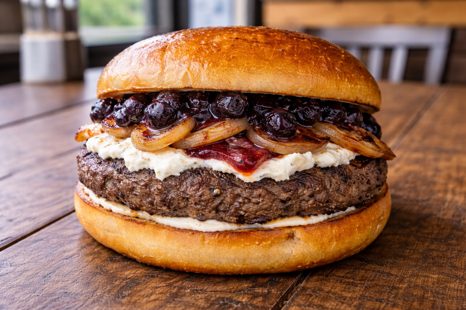 Blueberry Chèvre Burger.