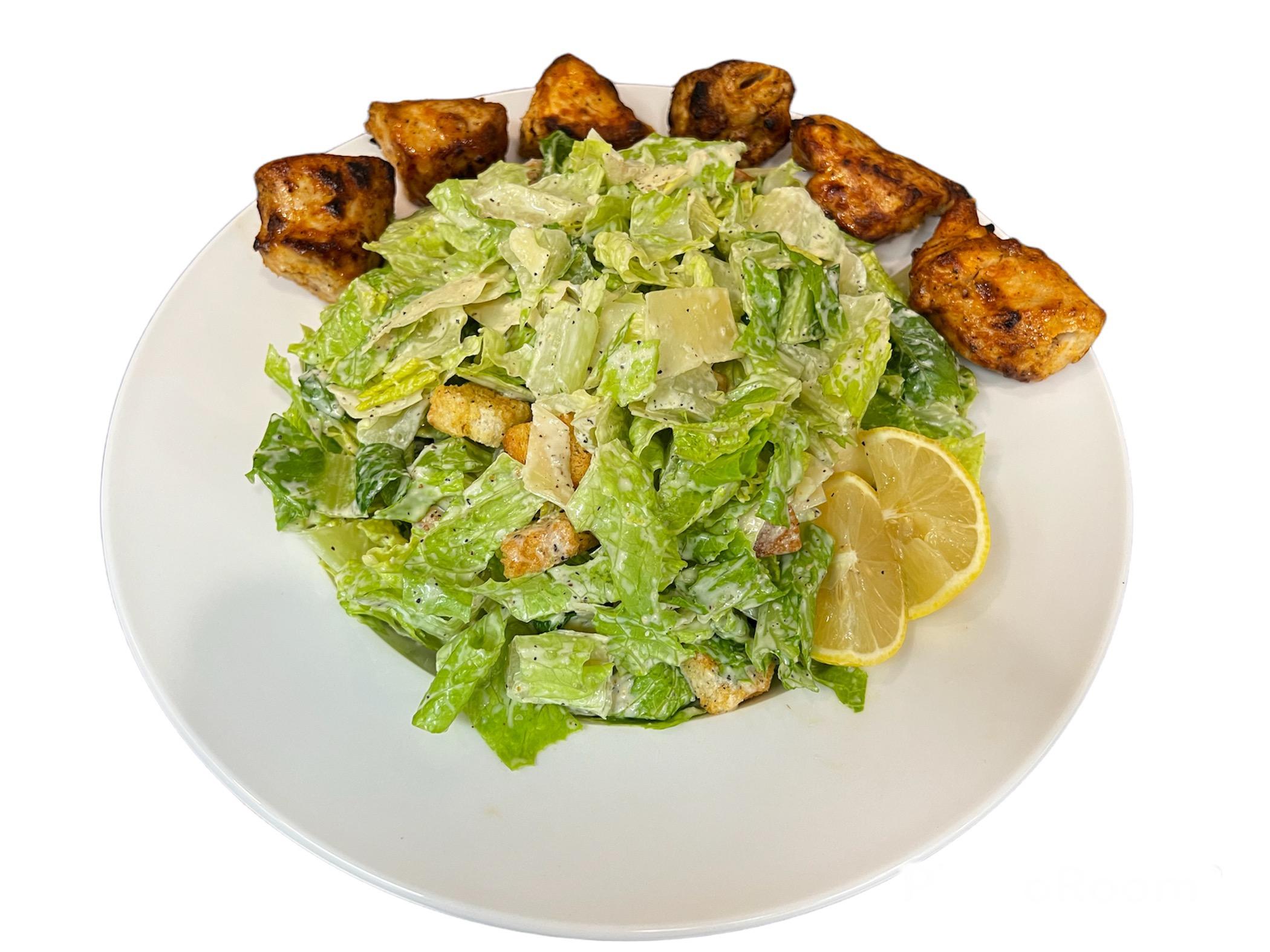 Chicken Kebab Caesar Salad.