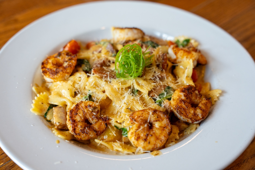 Cajun Bronzed Shrimp Pasta.