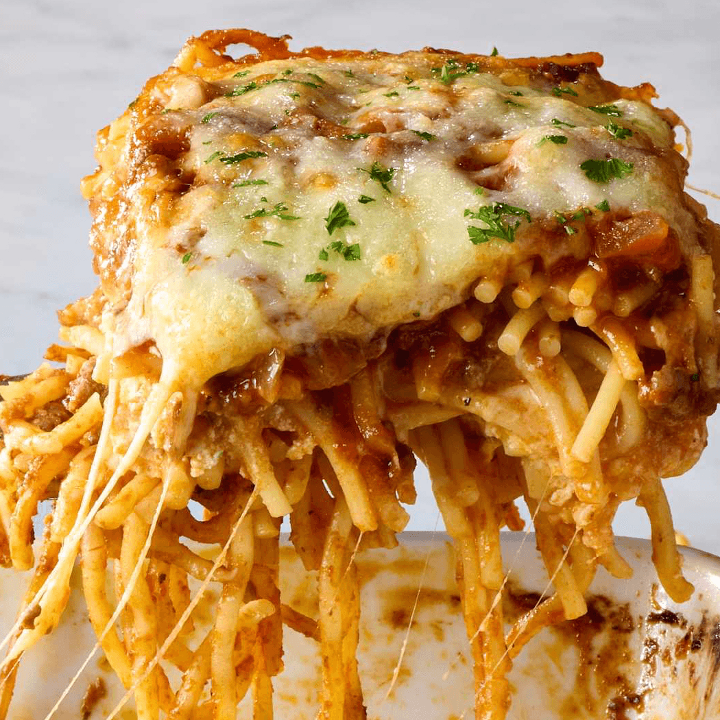 Baked Spaghetti Meat Sauce.