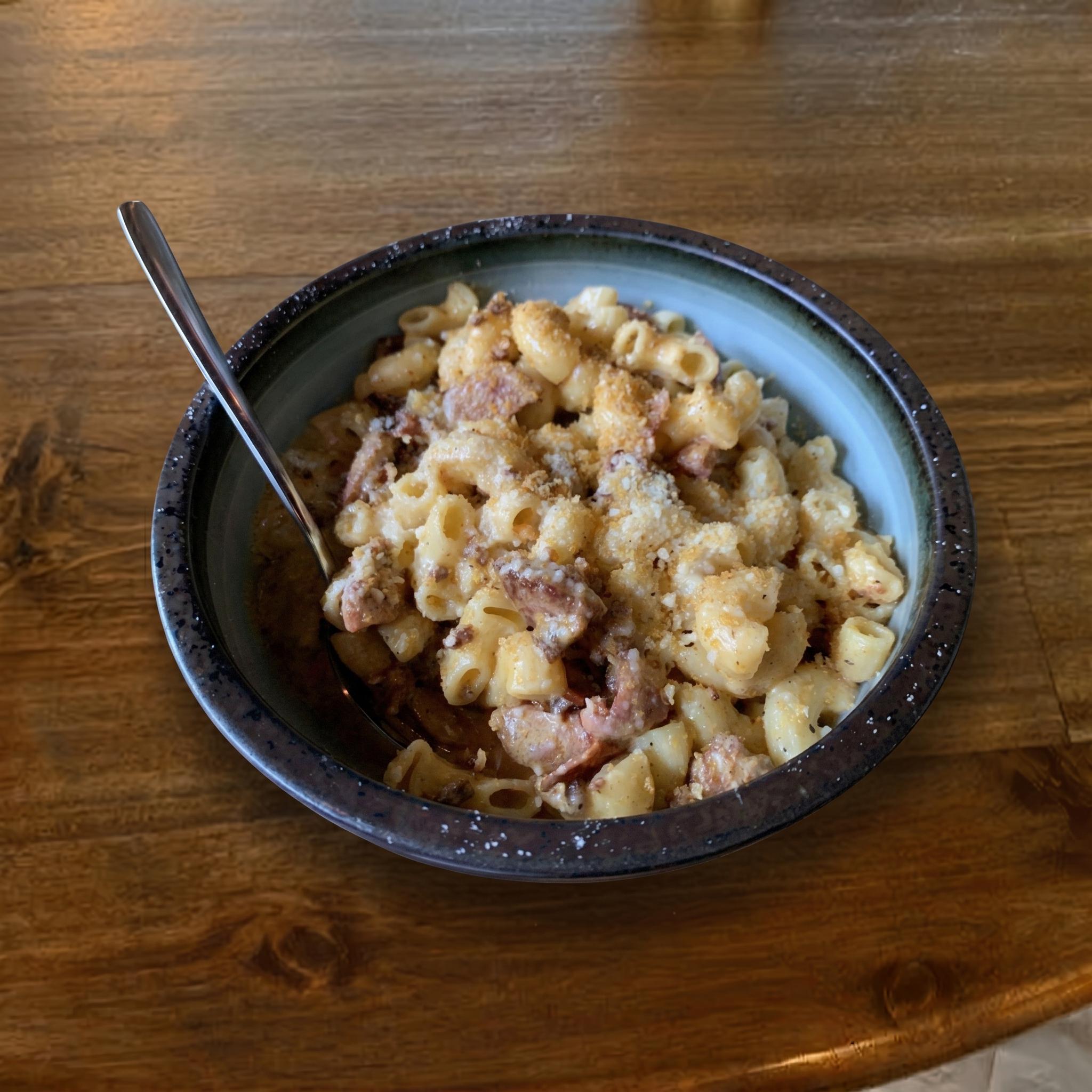 Three Hog Mac & Cheese.